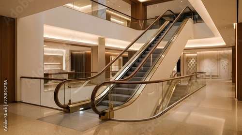 Modern Department Store Escalator Interior.