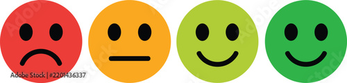 Four Colorful Emoji Faces Showing Different Moods