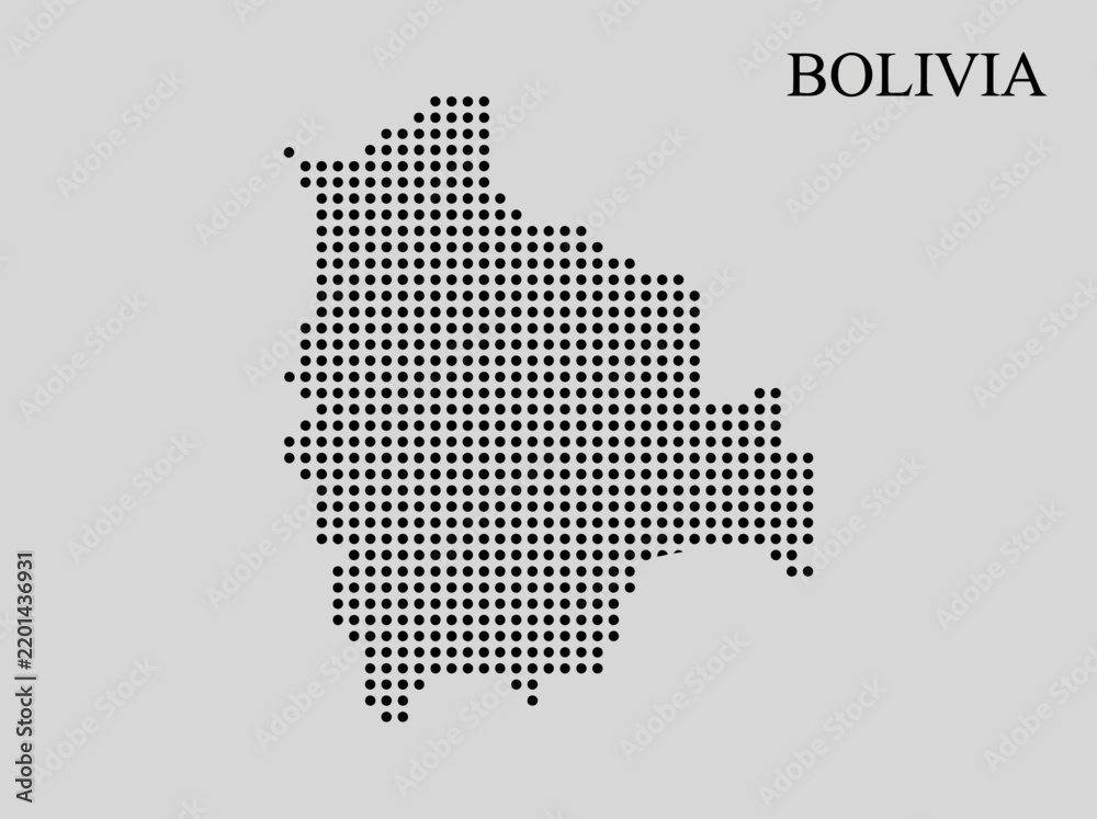 Obraz premium Dotted Map of Bolivia - Minimalist Halftone Vector Illustration of Bolivian Territory