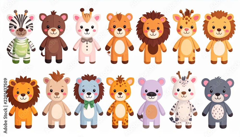 Obraz premium Set of cute animal finger puppets designed for children and creative play