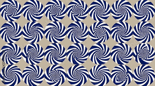 Obraz na płótnie Blue and white spiral pattern on beige background