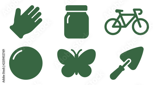 Green eco friendly icons set vector illustration