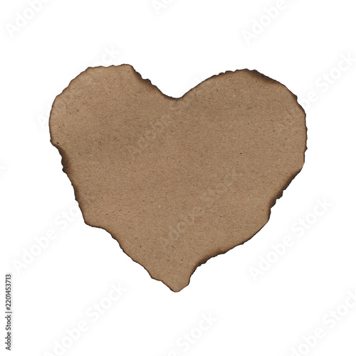 Burnt edge kraft paper heart shape.