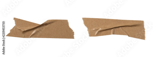 Brown kraft masking tape strips wrinkled texture.