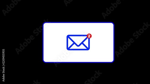 Animated Mail Envelope Icon with New Message Notification Counter Badge With Alpha Channel