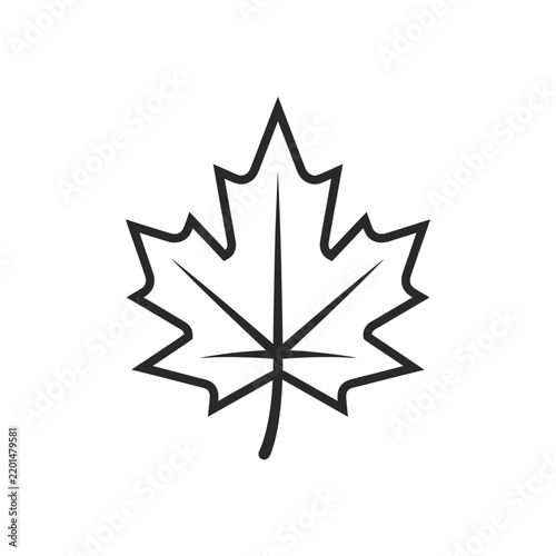 Simple Line Art Maple Leaf Icon Vector Graphic