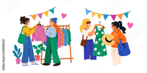 secondhand clothes displayed at a flea market