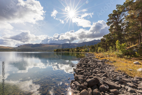 Sunlight and Reflections at Nedre Sjodalsvatnet, Norway