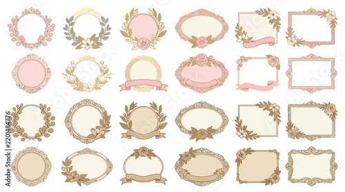 Decorative Ornate Frames and Borders Set, Elegant Design Elements