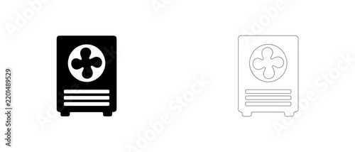 Server room precision cooling unit vector icon filled and outline, data center air conditioner and HVAC symbol.