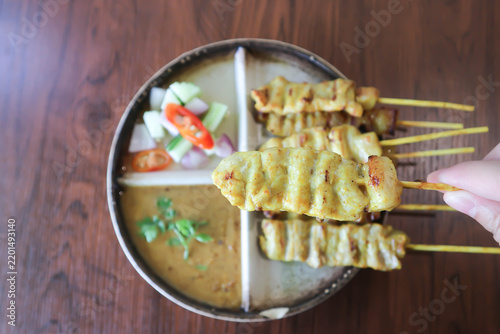 Obraz na płótnie satay or barbecued pork or grilled pork or yakiniku