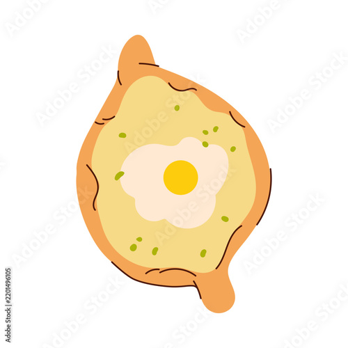 Avocado half with fried egg and seasoning isolated on white background vector illustration