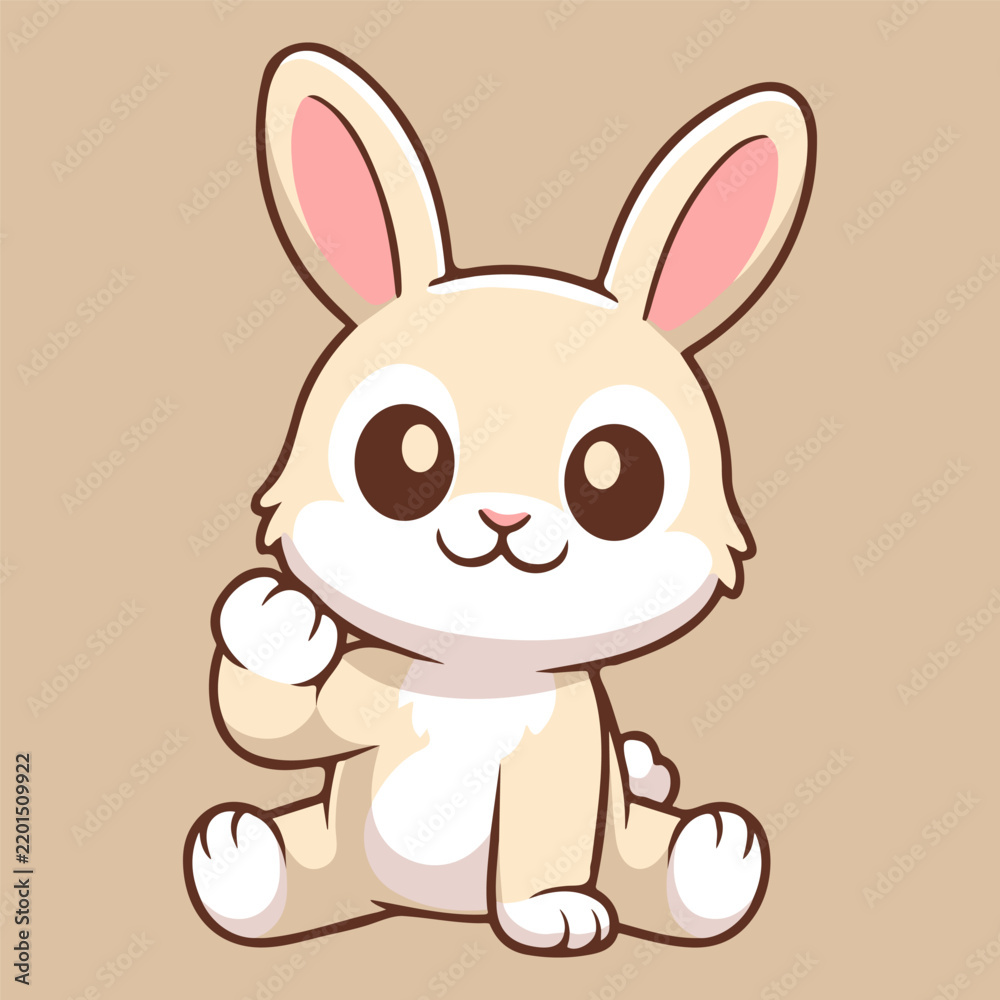 Fototapeta premium Collection of cute animal and cute icon of bunny, rabbit isolated on white.