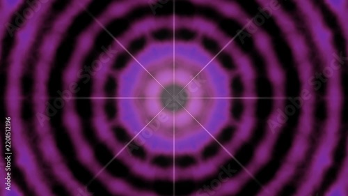 Abstract purple concentric ripple waves with radial lines radiating in dark space seamless loop animation