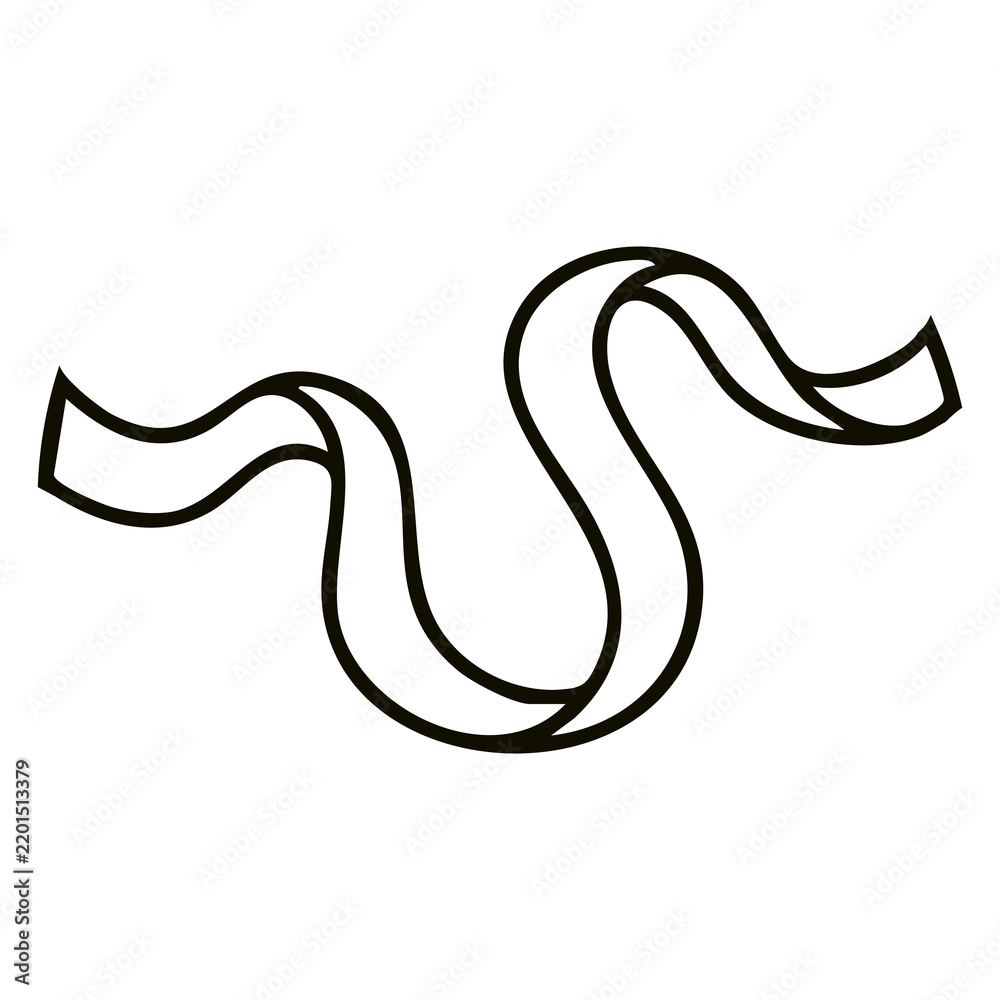 Fototapeta premium Party Ribbon Icon - Wavy Streamer Banner Line Art Vector Illustration for Halloween Decoration Posters, Festive Celebration Banners, Gift Cards, and App UI Design