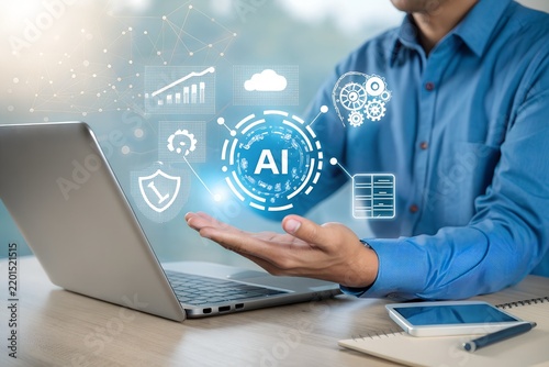 Agentic AI workflow automation concept. Businessman use automated artificial intelligence agents for data process, chart report, search, coding, workflow process, data analytics, document management 