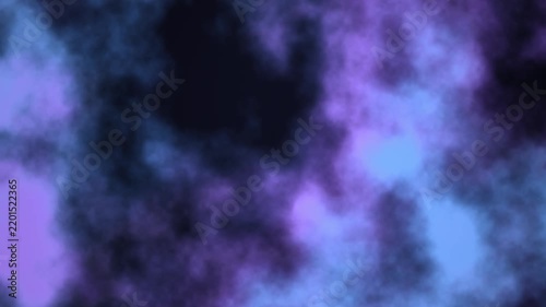 Dreamy purple and blue soft smoke cloud drifting in dark space seamless loop animation