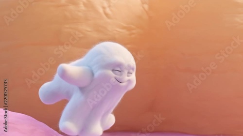 Playful 3D Cute White Ghost Floating on Pastel Background