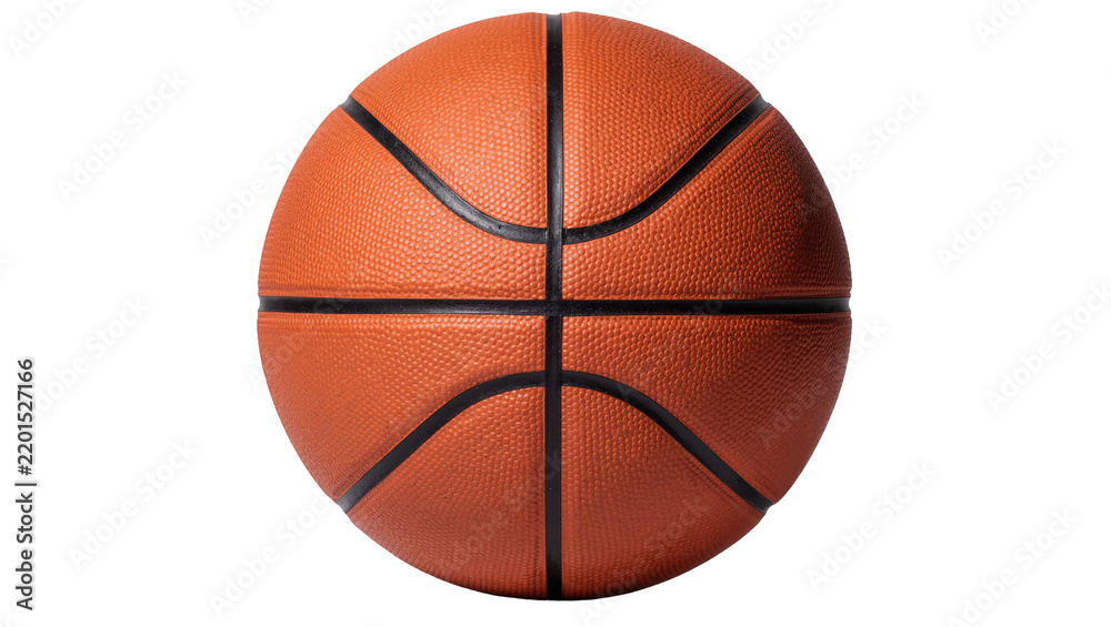 Fototapeta premium Standard orange basketball with black seams, isolated on transparent background