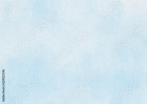 Soft pastel blue watercolor background with gentle cloudy texture, subtle tonal variations and delicate paper grain, creating a calm airy backdrop for elegant minimalist creative projects.