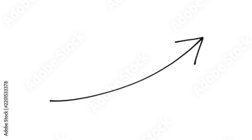 Fotografie Simple thin black ink arrow pointing up isolated on transparent background