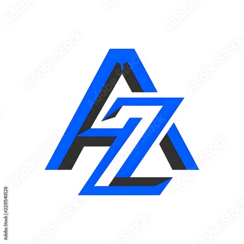 Modern blue and black monogram logo design with letters A and Z