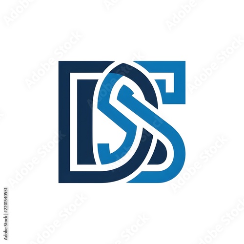 DS logo design with intertwined blue letters on white background