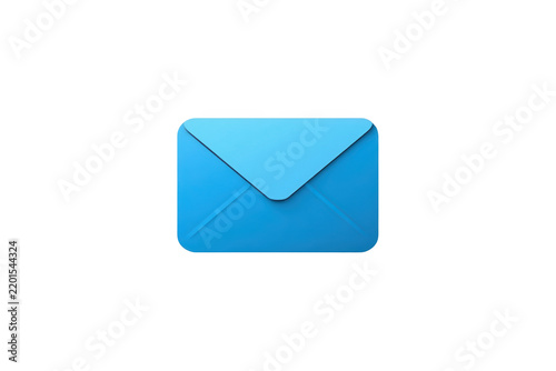 Bright blue closed mail envelope centered decorative object