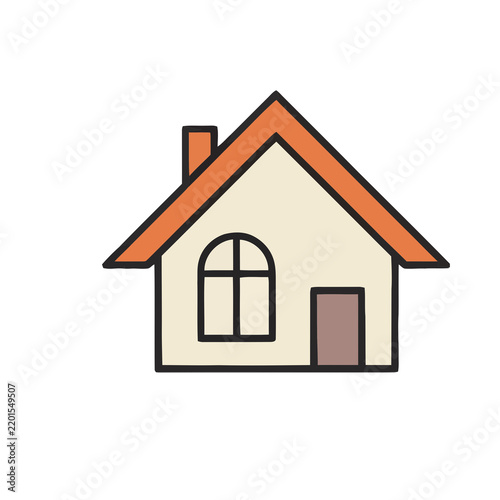 Simple house illustration with orange roof and chimney