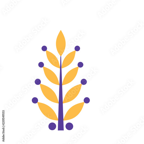 Stylized plant with yellow leaves and purple dots