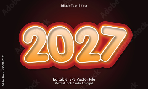 2027 Text Effect – Modern New Year Typography with Bold Metallic Style
