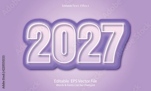 2027 Text Effect – Modern New Year Typography with Bold Metallic Style