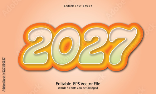 2027 Text Effect – Modern New Year Typography with Bold Metallic Style