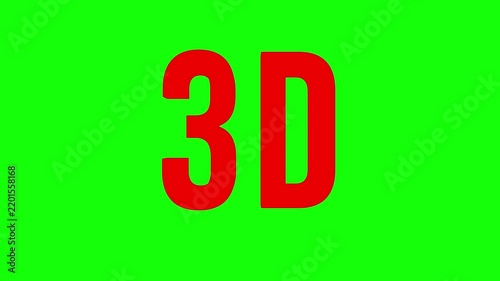 3D Red Text Rotation on Green Screen - 4K Elegant Isometric Geometric Typography Layer Spinning Graphic