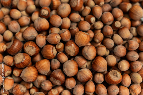 Natural Hazelnuts Texture Background, Healthy Food and Nutrition Concept