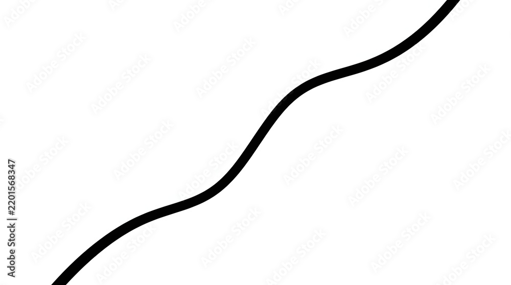 Fototapeta premium A simple abstract black wavy line against a white background, creating a sense of gentle movement and flow, suitable for various design projects