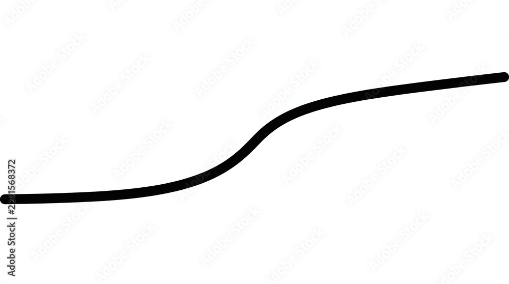 Obraz premium A minimalist black curved line design element representing smooth motion and abstract geometric flow on a clean white background