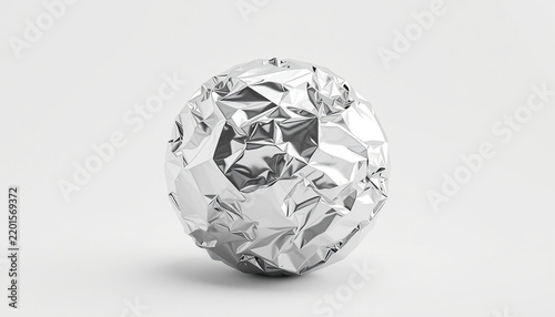 Minimalist silver foil sphere background template with vast copy space