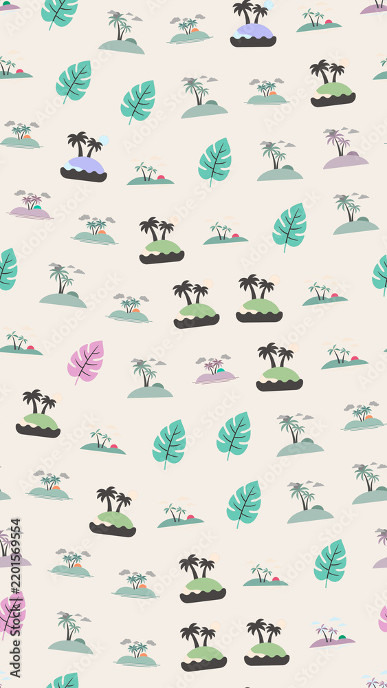 Obraz premium Tropical Islands and Palm Trees Pattern