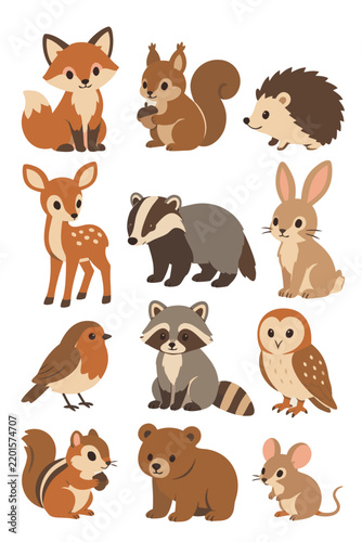 Retro Woodland Animal Sticker Sheet