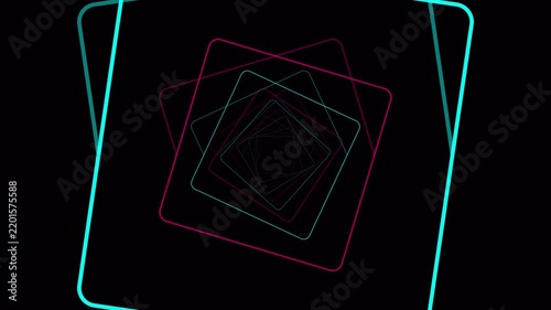 Neon Square Tunnel Motion Background Animation