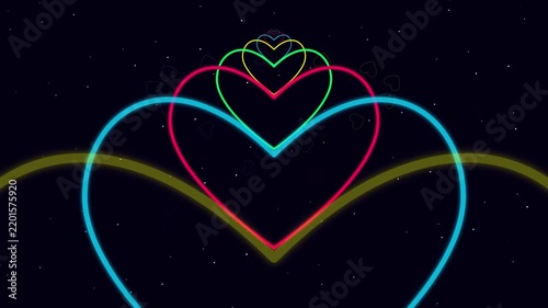 Neon heart animation loop stock video