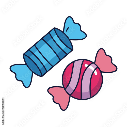 Colorful cartoon candy pieces illustration sweet treats