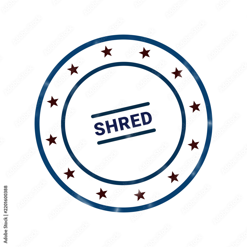 Fototapeta premium Minimalist blue circular stamp with shredded paper texture design