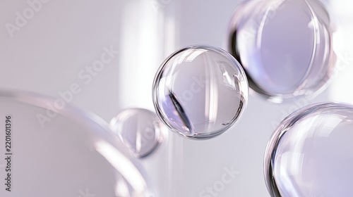 a collection of glass bubbles, reflecting light in various directions, suggesting they are illuminated from multiple sources, creating an interesting visual effect