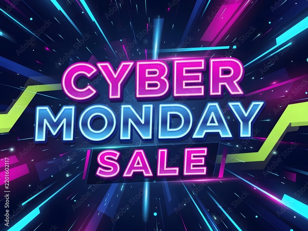 Naklejka premium Cyber monday sale vibrant digital background