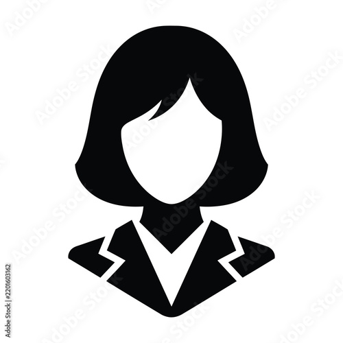 Business woman avatar icon black silhouette