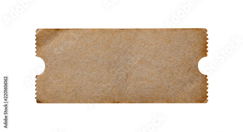Obraz na płótnie Vintage brown cardboard movie ticket stub isolated on transparent background