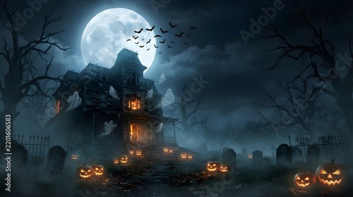 halloween background with haunted house