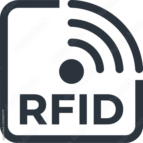 Modern rfid wireless technology vector graphic icon design with clean minimalist bold lines and simple shapes
